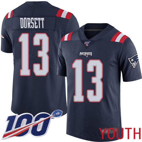 New England Patriots Football #13 100th Season Rush Limited Navy Blue Youth Phillip Dorsett NFL Jersey->women nfl jersey->Women Jersey